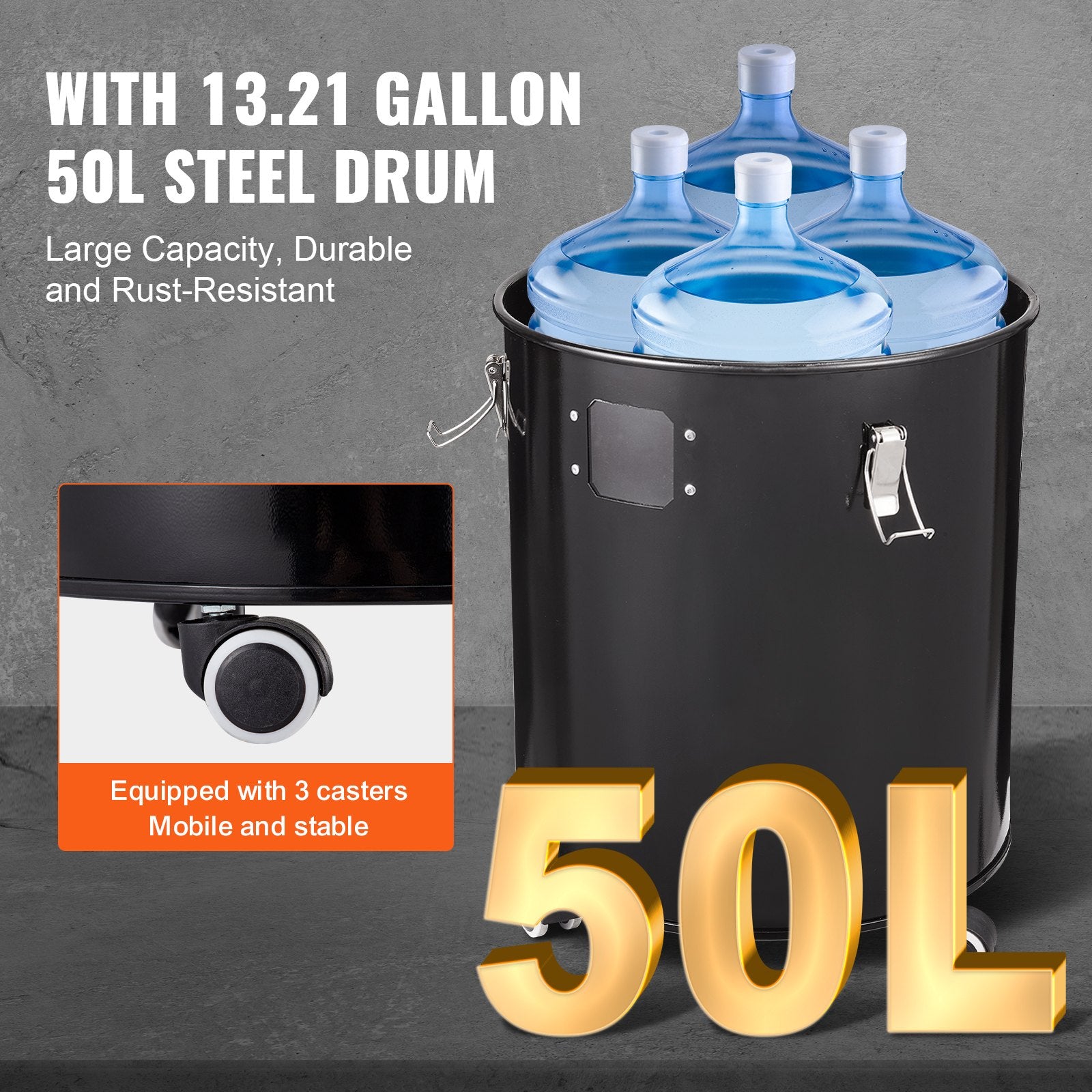 Cyclone Dust Separator With Metal Tank, 4" Retrofit Cyclone Separator For Dust Collectors, ABS Dust Deputy With 2" Hole O.D. Connector & Hose For Wet/Dry Shop Vacuums, Fits 13.21 Gallon Tank
